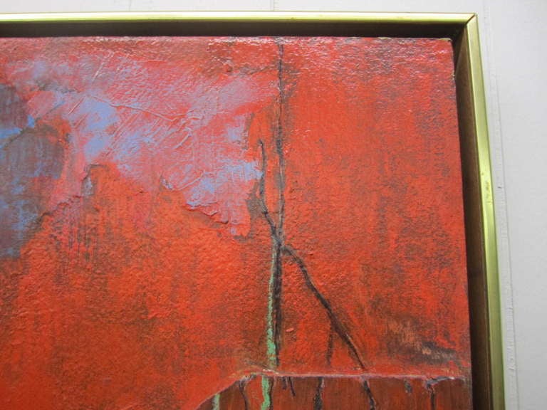 Mid-20th Century Gorgeous Abstract Constance Scharff Painting on Wood Mid-century Modern
