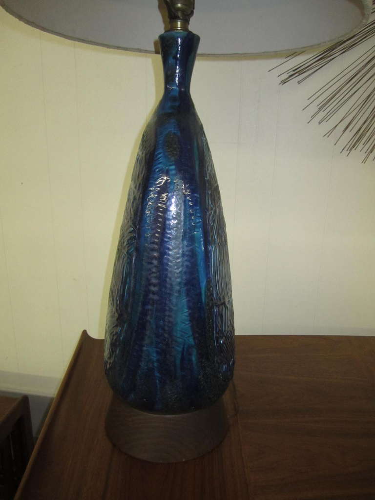 Ceramic Outstanding Tall Rimini Blue Pottery Lamp Bitossi Raymor Mid-century Modern