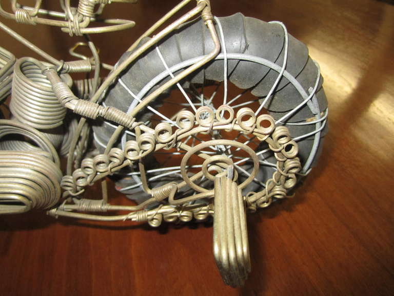 Late 20th Century Awesome C. Jere Mid-Century Modern Style, Wire Mototcycle Metal Sculpture  For Sale