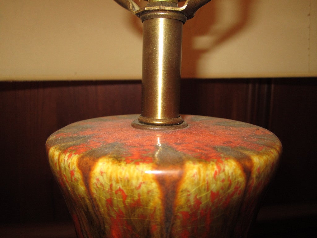 mid century drip glaze lamp