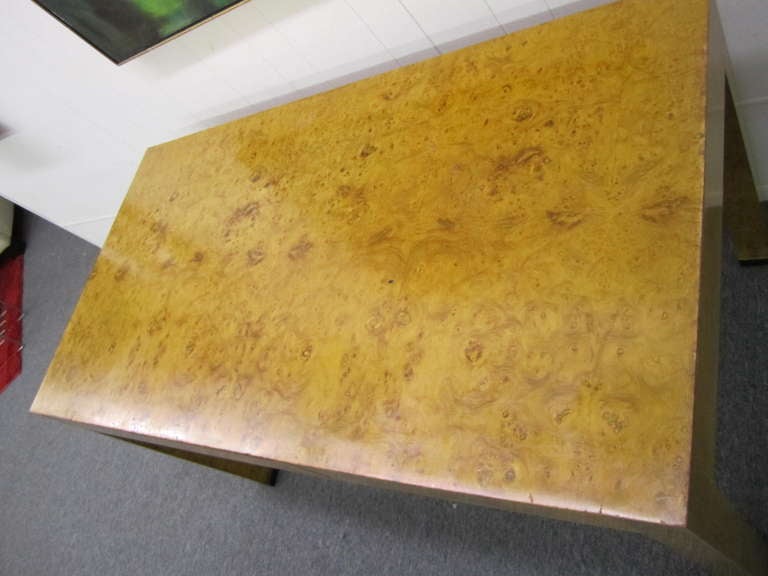 Fabulous Milo Baughman Parson Style Burled Olivewood Desk Mid-century Modern