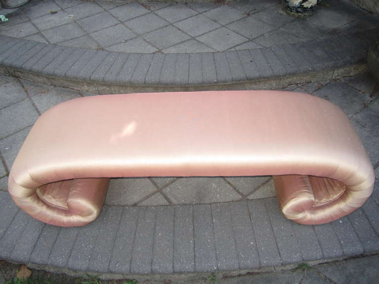 Mid-20th Century Gorgeous Upholstered Scroll Bench Hollywood Regency