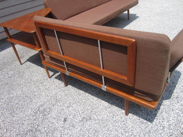 Peter Hvidt Danish Modern L-shaped 3 Piece Teak Sofa  Table 1