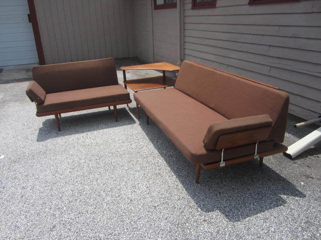 Peter Hvidt Danish Modern L-shaped 3 Piece Teak Sofa  Table 5
