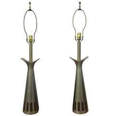 Lovely Pair of Brushed Brass Laurel Lamps Mid-century Danish Modern 4