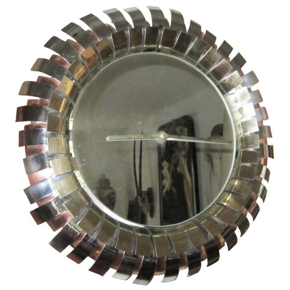 Fabulous Signed Curtis Jere Eyelash Clock Mirror Mid-century Modern