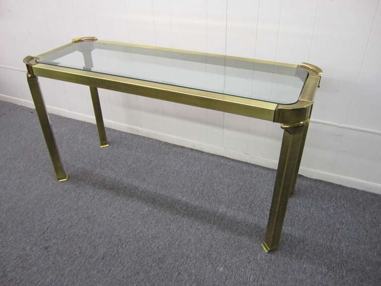 Gorgeous Mastercraft Solid Brass Asian Inspired Console Table Mid-century