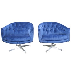 Excellent Pair of Ward Bennett  Swivel Lounge Chairs, Mid-Century Modern