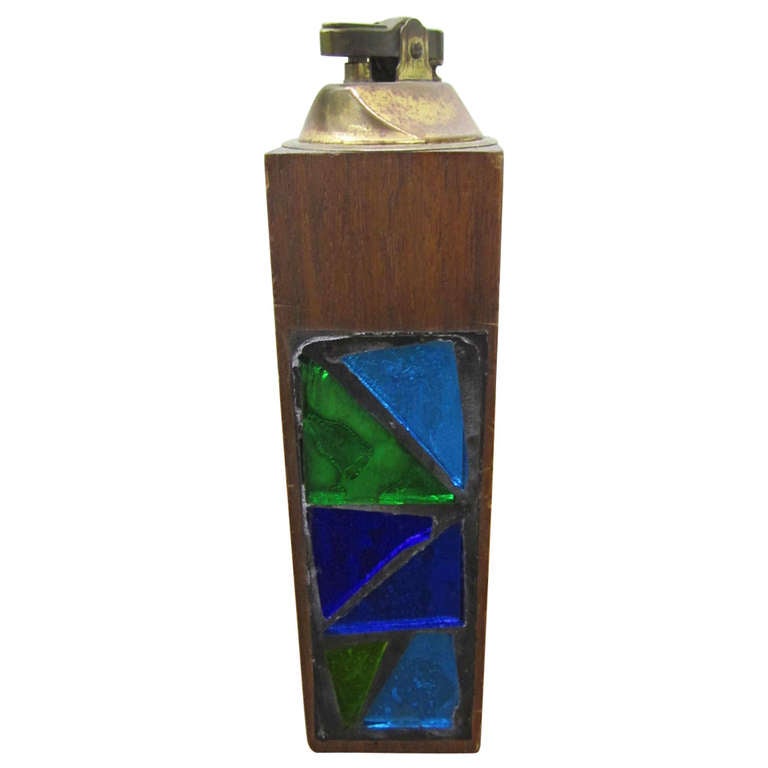 Modernes Georges Briard Mosaik-Feuerzeug aus der Mitte des Jahrhunderts
