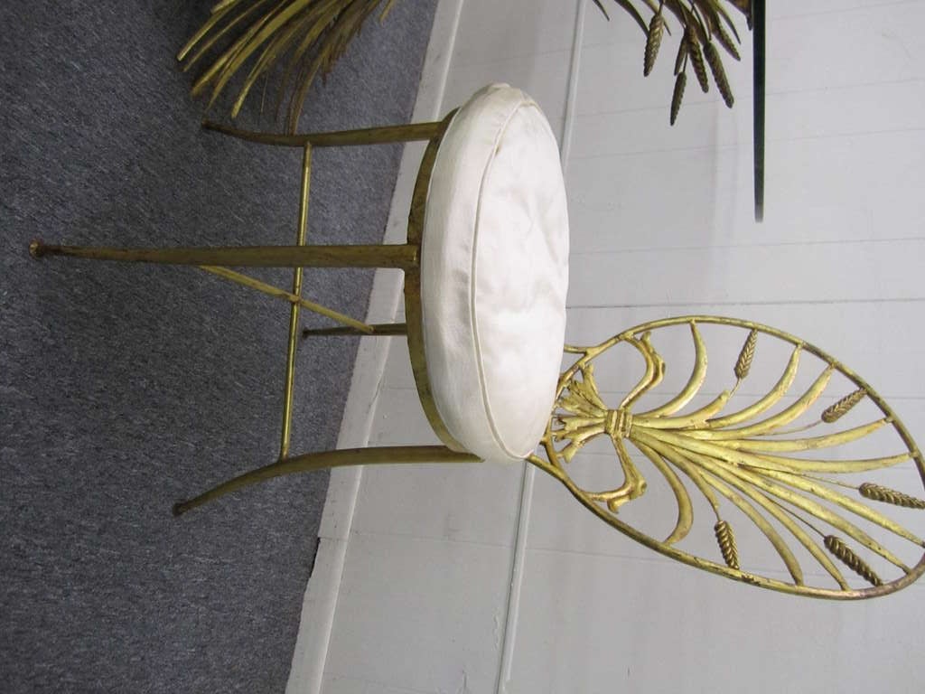 Chaises et table italiennes des années 1960 en forme de feuille d'or en forme de gerbe de blé par S. Salvadori Excellent état - En vente à Pemberton, NJ