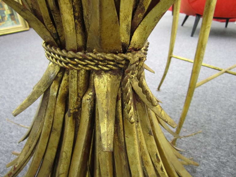 Mid-20th Century 1960's Italian Gold Leaf Sheaf Of Wheat Chairs and Table by S. Salvadori For Sale