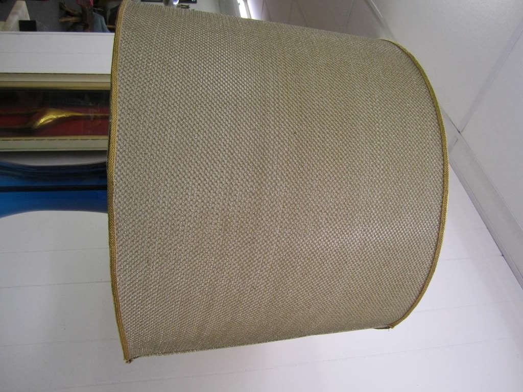 Mid-20th Century Huge Blue Blenko Lamp with Original Gold Mesh Shade Mid-century Modern