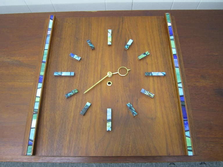 Outstanding And Rare Harris Strong Tile And Walnut Clock Mid-century Modern 2