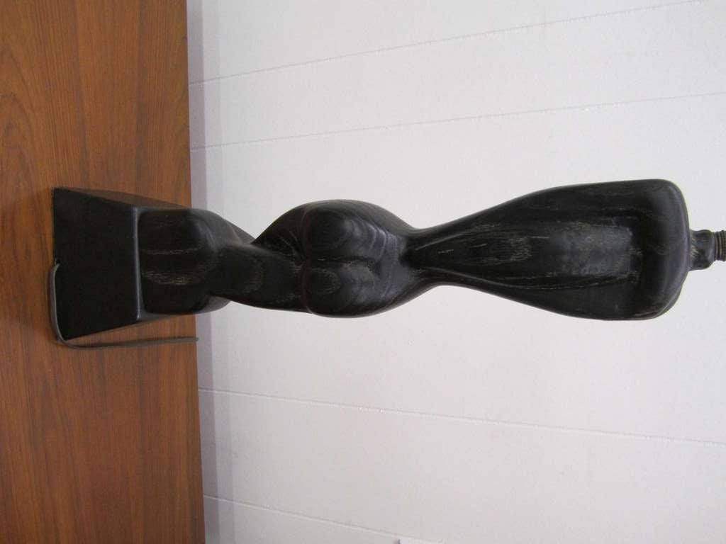 Amazing Nude Lady Sculptural Black Cerused Lamp Heifetz Mid-Century Modern 1
