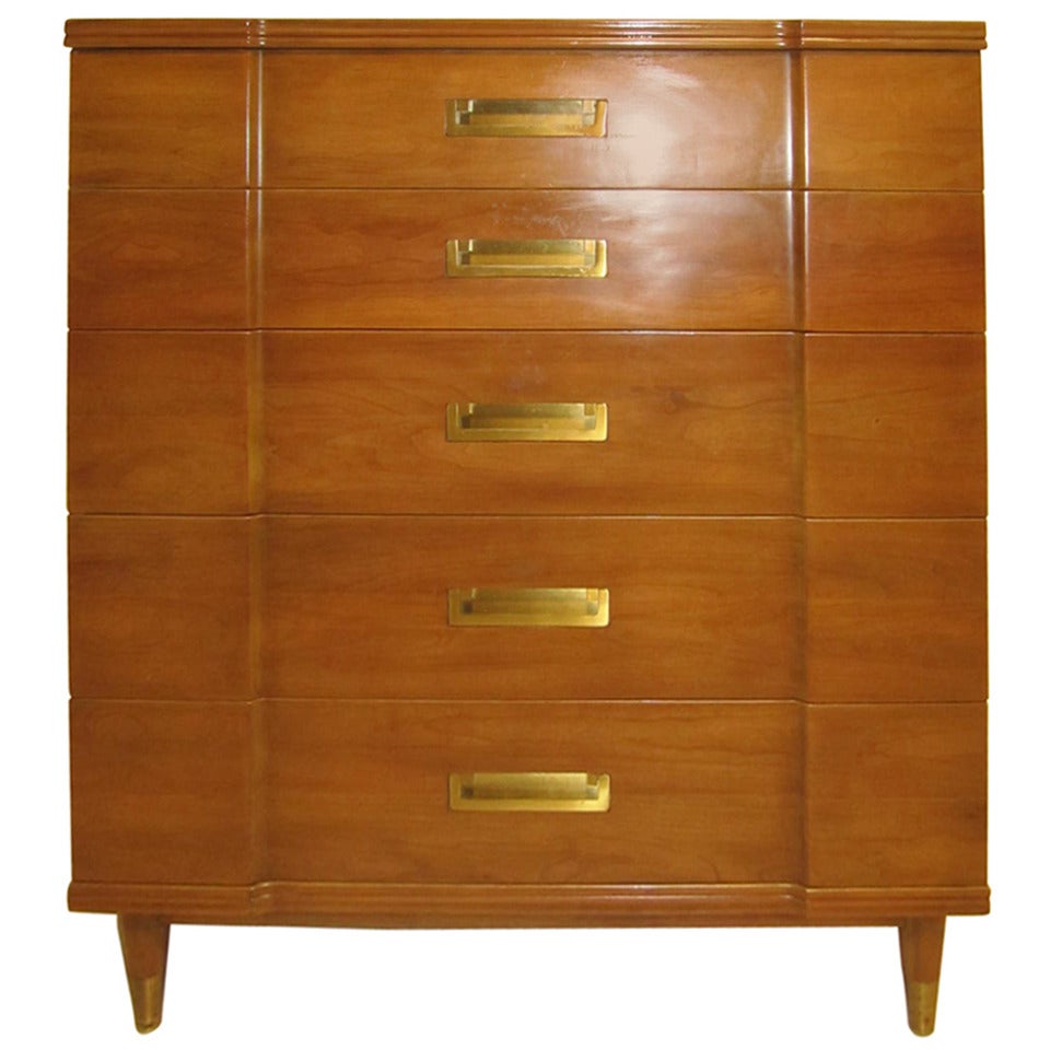 Gorgeous John Widdicomb Asian Influenced Tall Dresser, Mid-Century Modern