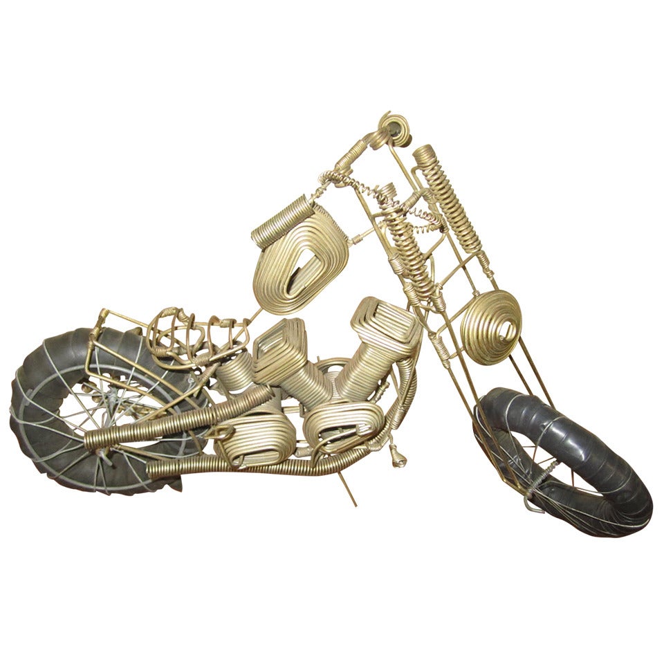 Mid-Century-Modern-Stil, Draht-Motorrad-Skulptur von C. Jere  im Angebot
