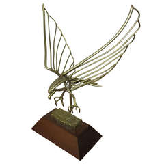 Desk Top Curtis Jere Gold Flying Eagle Sculpture Paperweight Mid-Century Modern