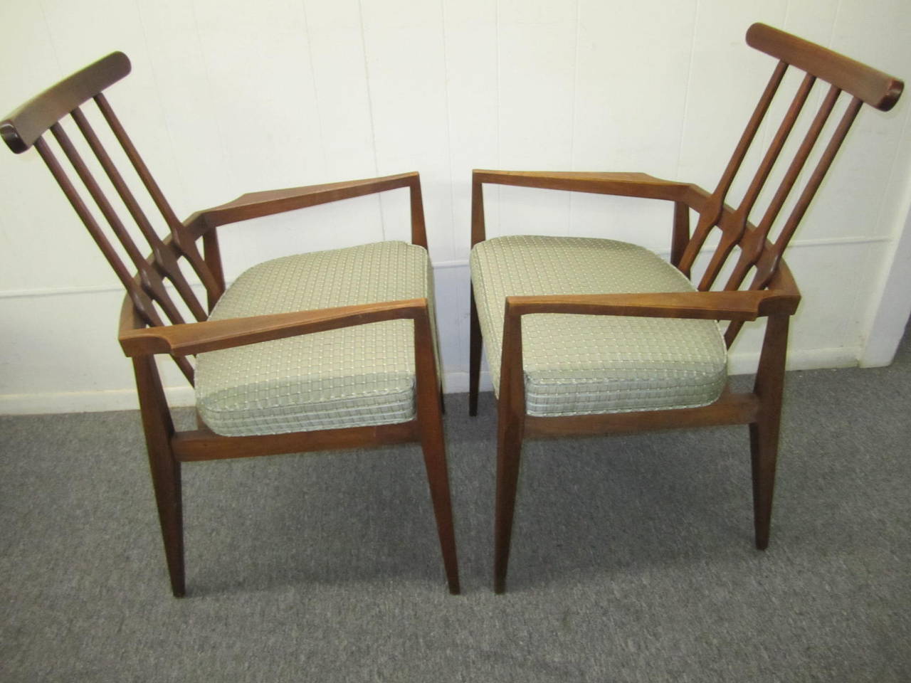Set of Six Harvey Probber Style Walnut Dining Chairs Mid-Century Modern 1