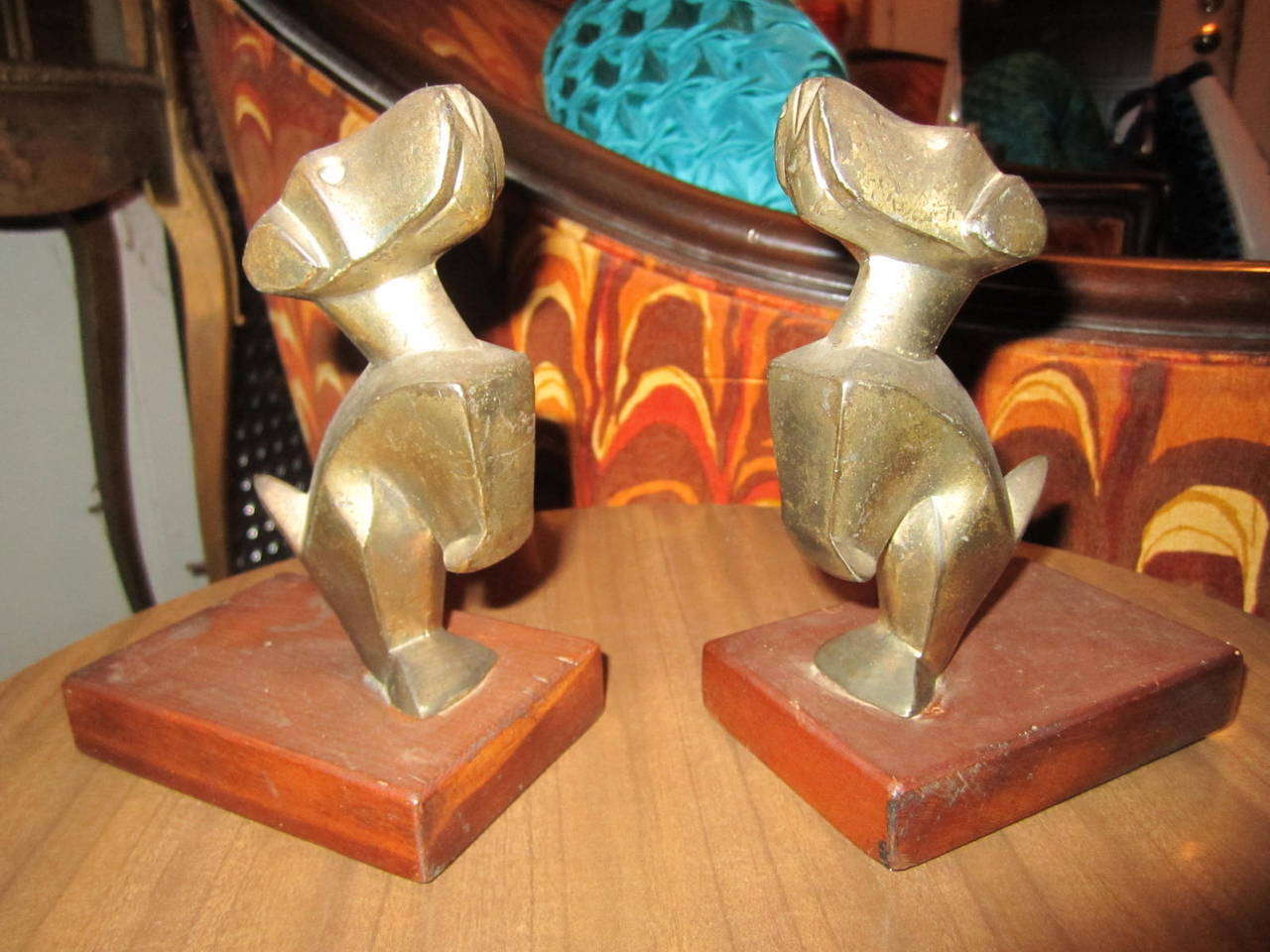 Excellent Pair of E. Nikolsky Bronze Terrior Bookends Mid-Century Modern 2