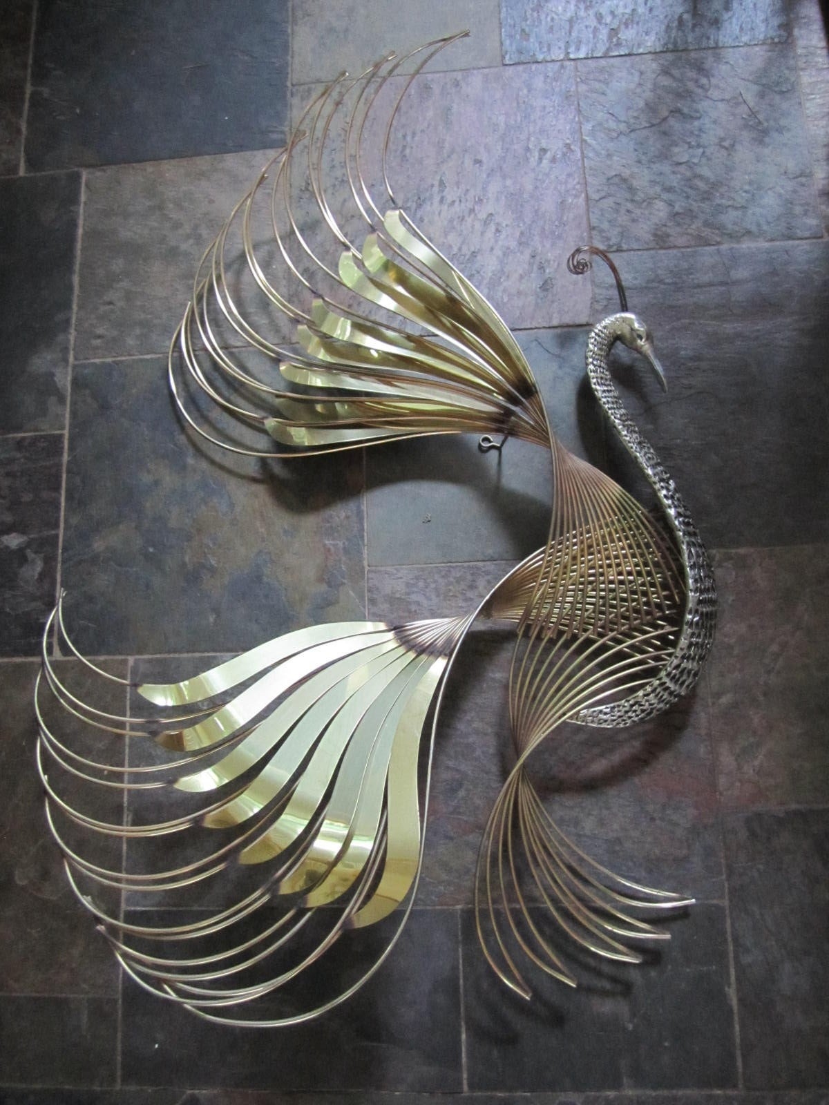 Curtis Jere Bird of Paradise Metal Brass Wall Sculpture, Mid-Century 3