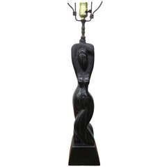 Amazing Nude Lady Sculptural Black Cerused Lamp Heifetz Mid-Century Modern 6