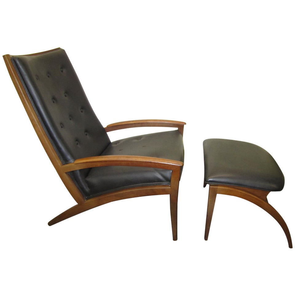 Mid-Century Modern Rare Parallel Chair and Ottoman, Barney Flagg for Drexel