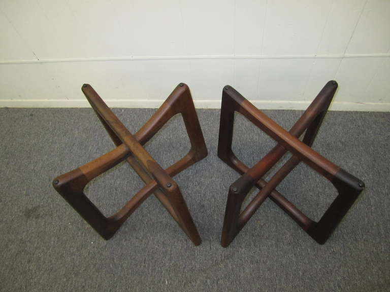 Mid-Century Modern Magnificent Pair Adrian Pearsall Dogbone Sculptural Walnut Side Tables For Sale
