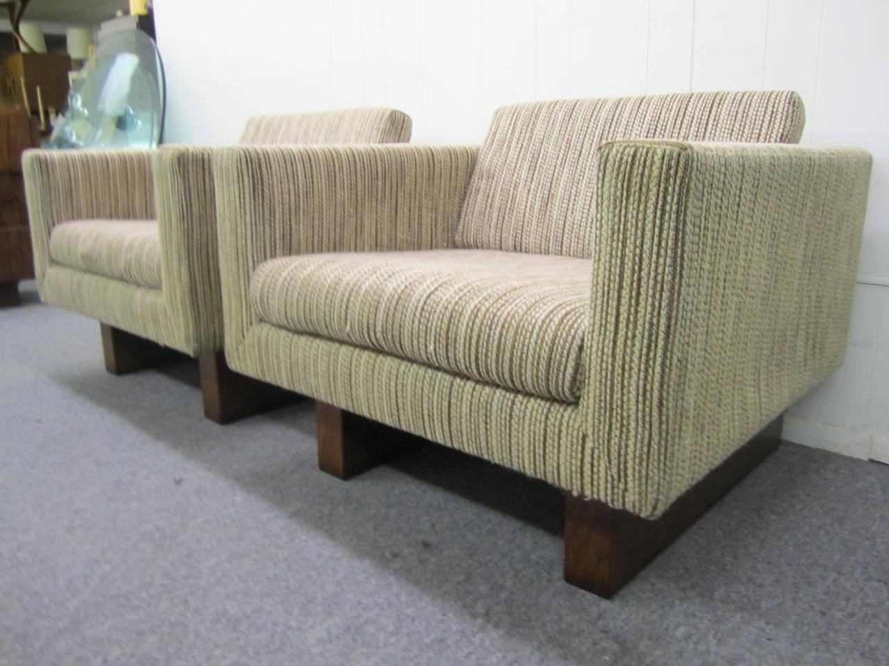 American Rare Pair of Signed Harvey Probber Cube Lounge Chairs, Mid-Century Modern For Sale