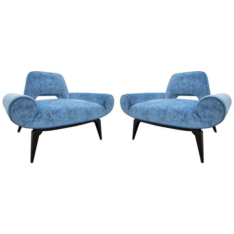 Amazing Pair of Grosfeld House Slipper Chairs Hollywood Regency Glam