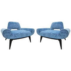 Incroyable paire de chaises pantoufles de la maison Grosfeld, style Hollywood Regency glamour