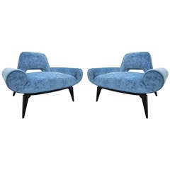 Vintage Amazing Pair of Grosfeld House Slipper Chairs Hollywood Regency Glam