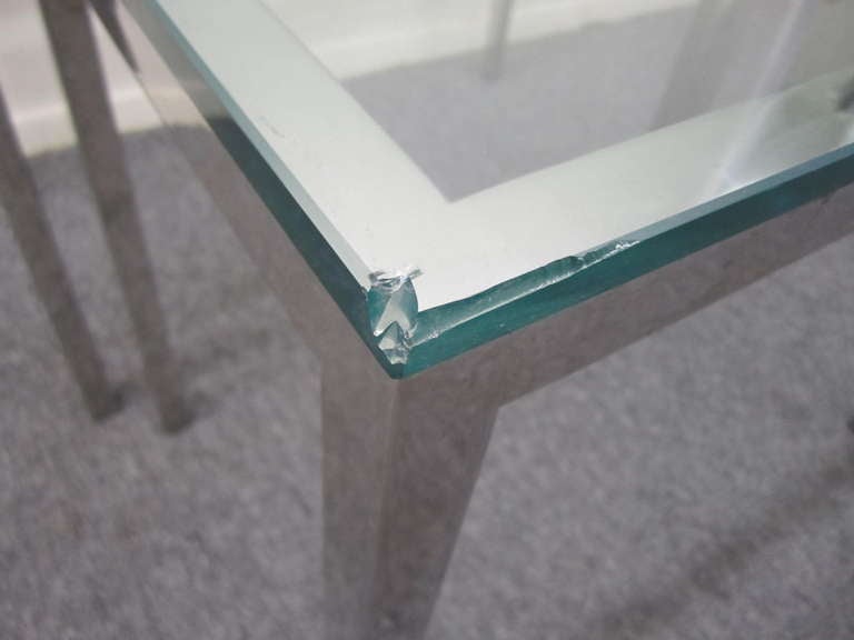 Set of 3 Milo Baughman Chrome and Glass Nesting Tables Mid-century Modern 1