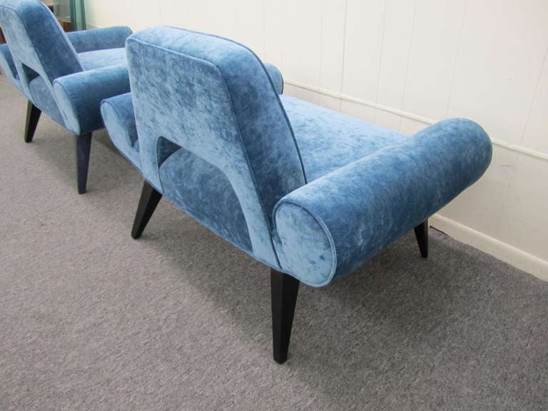 Mid-20th Century Amazing Pair of Grosfeld House Slipper Chairs Hollywood Regency Glam For Sale