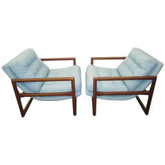 Vintage Fabulous Pair of Milo Baughman Totally Restored Scoop Chairs, Mid-Century Modern