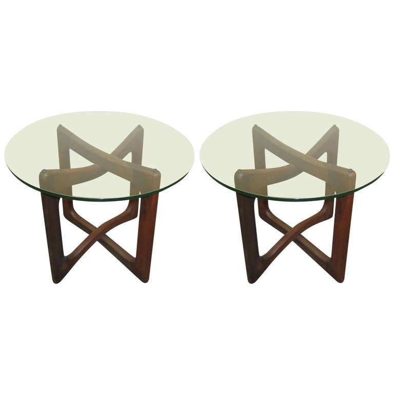 Mid-Century Modern, Sculptural Walnut and Glass Tables by Adrian Pearsall