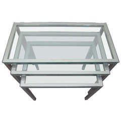 Set of 3 Milo Baughman Chrome and Glass Nesting Tables Mid-century Modern