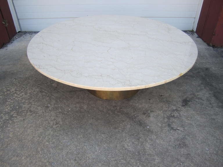 Silas Seandel Style Solid Brass and Marble Coffee Table Mid-century Modern 4