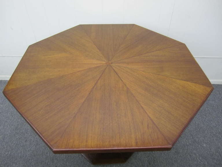 Mid-Century Modern Probber Style Walnut Octagon Extension Table 2 Leaves Mid-century Modern