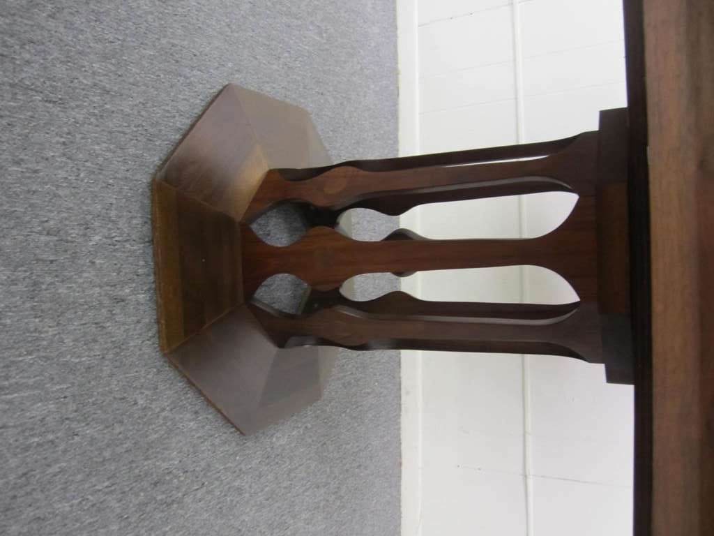 Veneer Probber Style Walnut Octagon Extension Table 2 Leaves Mid-century Modern