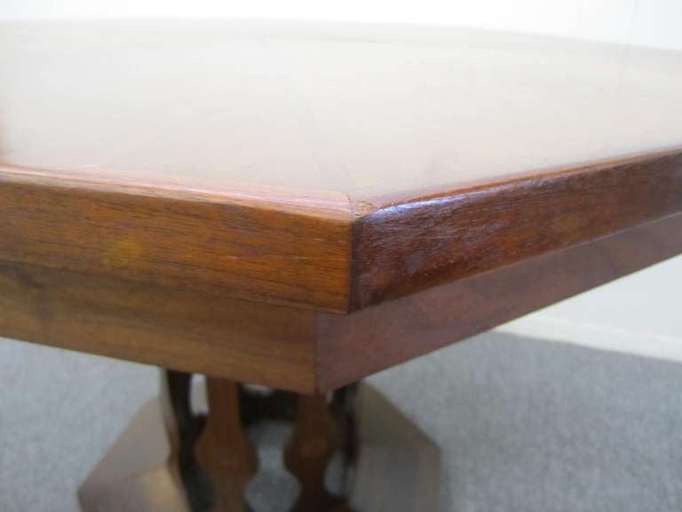 Probber Style Walnut Octagon Extension Table 2 Leaves Mid-century Modern 1