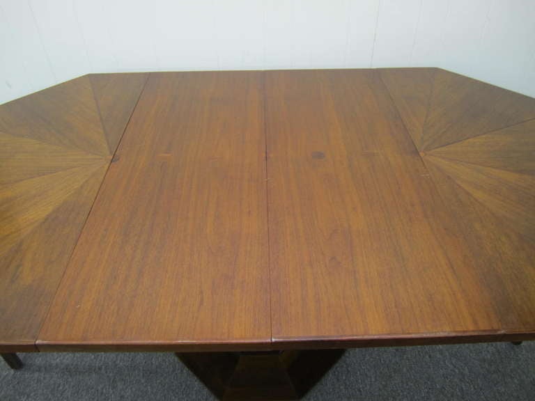 Probber Style Walnut Octagon Extension Table 2 Leaves Mid-century Modern 2