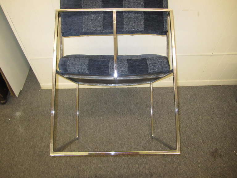 Outstanding Set of Six Milo Baughman Chrome Dining Chairs, Mid-Century Modern In Good Condition For Sale In Pemberton, NJ