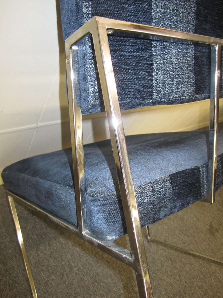 Mid-20th Century Outstanding Set of Six Milo Baughman Chrome Dining Chairs, Mid-Century Modern For Sale