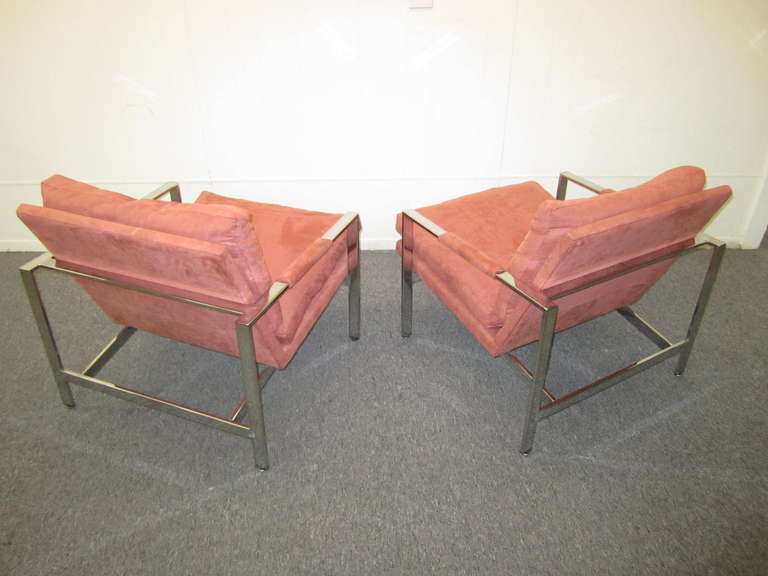 Stunning Pair of Milo Baughman Chrome Cube Chairs, Mid-Century Modern 3