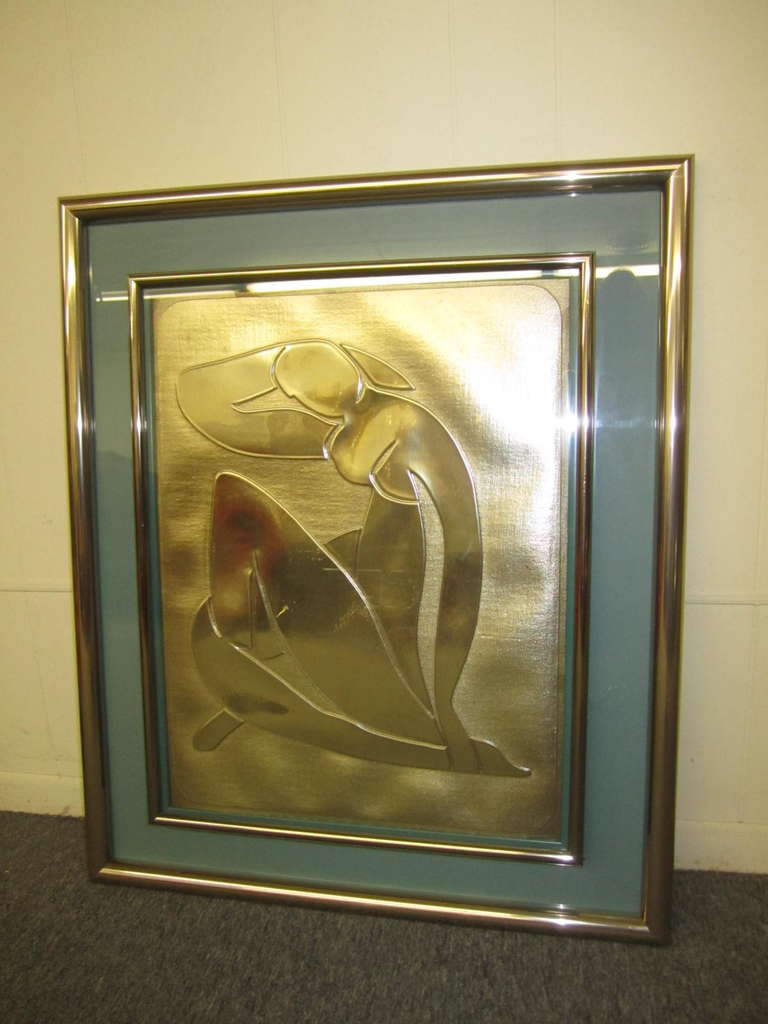 Lovely Matisse Inspired Metallic Gold Embossed Wall Hanging For Sale 2