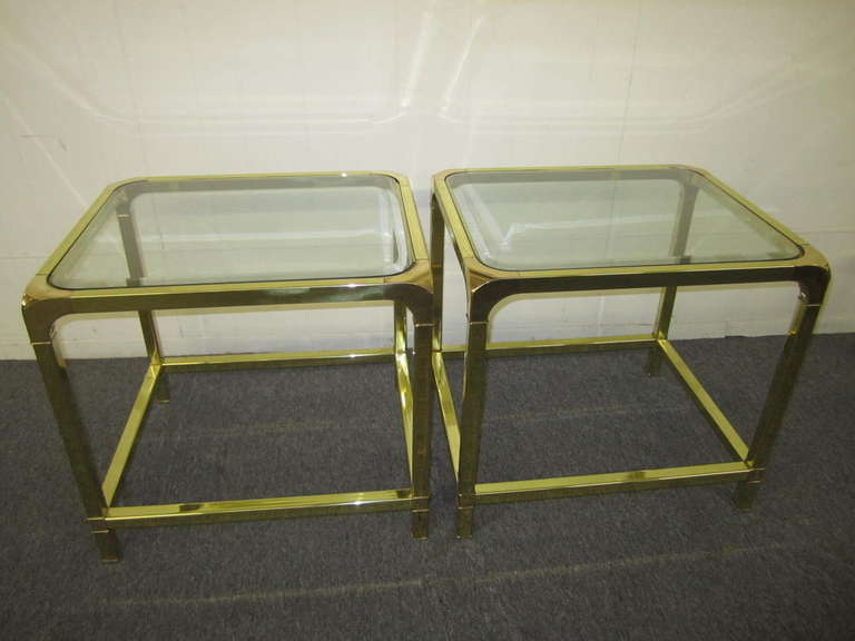 Brilliant Solid Brass Mastercraft Coffee Table Hollywood Regency Modern 5