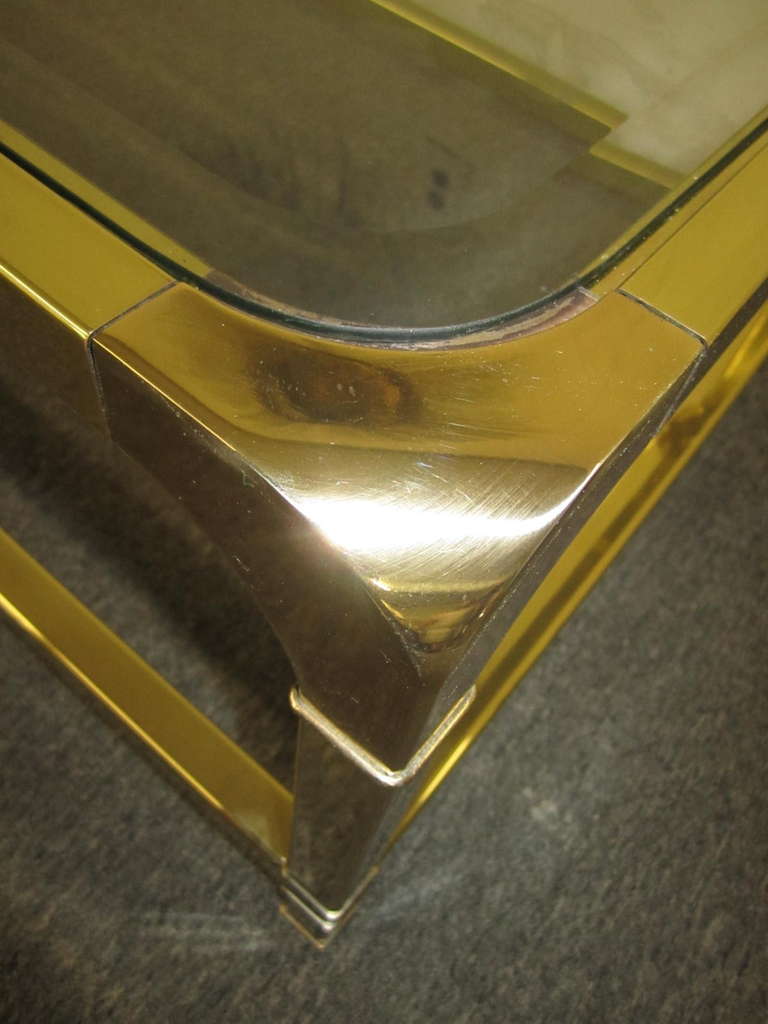 Brilliant Solid Brass Mastercraft Coffee Table Hollywood Regency Modern 4