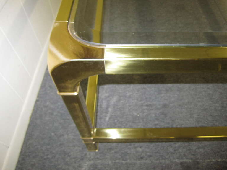 Brilliant Solid Brass Mastercraft Coffee Table Hollywood Regency Modern 2