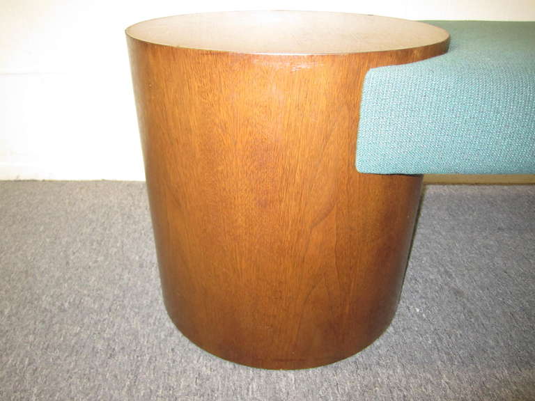 Fabulous Pop Style Walnut Drum Bench Mid-Century Modern 1