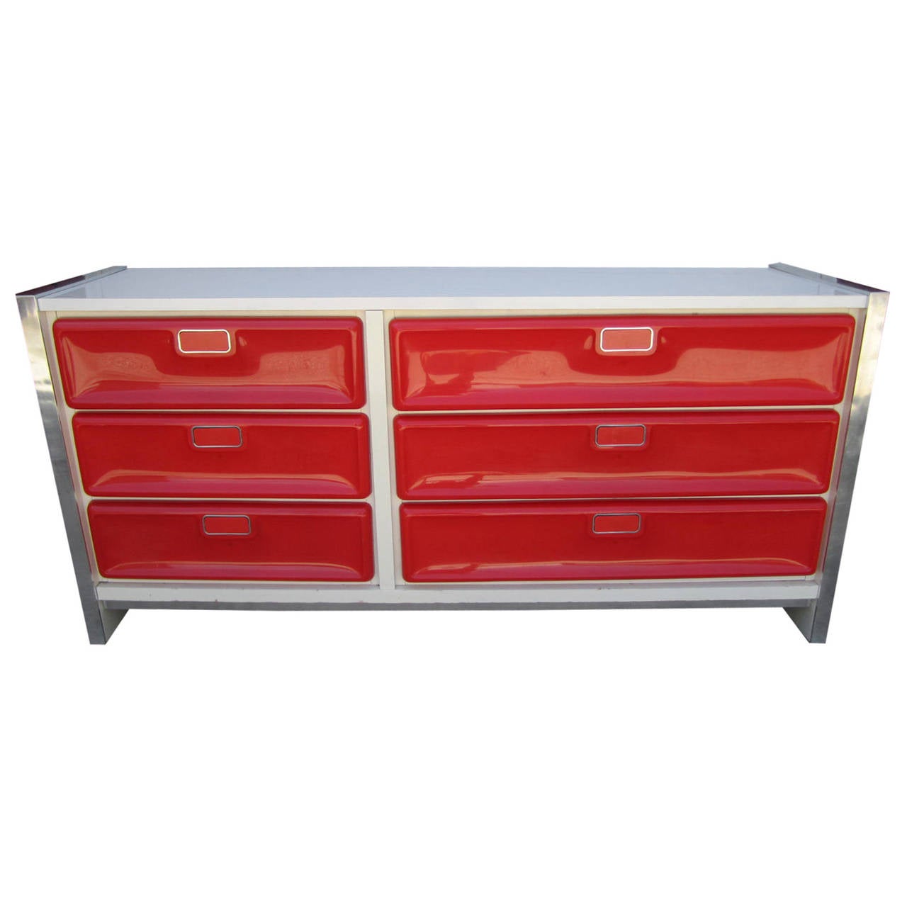 Fantastic Pop Modern Red Plastic Front Credenza Mid Century For